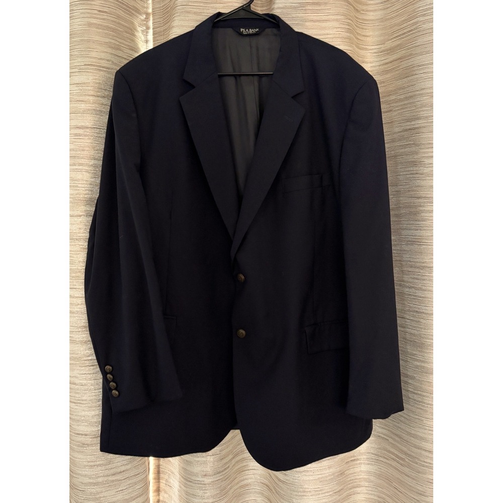 Jos. A. Bank Mens Navy Blue Two Button Blazer Crest Gold Buttons Sport Coat 44R